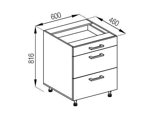 Кухня Анна Нижня секція Н60 3Ш(1+2) 