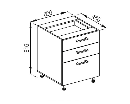Кухня Аліса Ніжня Секція Н80 3Ш(2+1)  