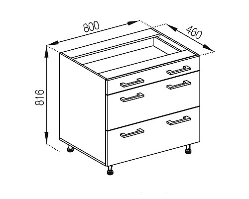 Кухня Аліса Ніжня Секція Н80 3Ш(1+2)  