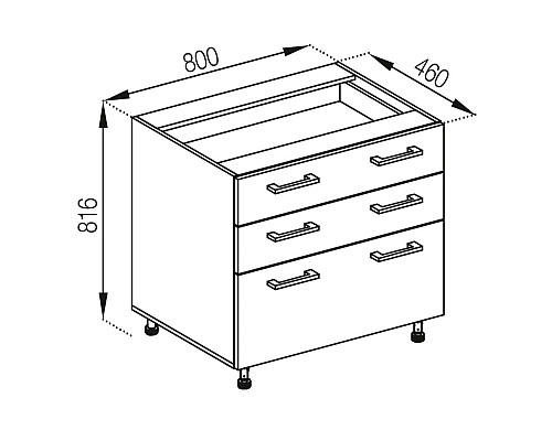Кухня Анна Нижня секція Н80 3Ш(2+1) 