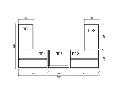 Гардеробна (Комплект) 2200*1200