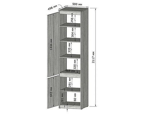 Т217 Пенал із поличками (корпус дуб сонома)