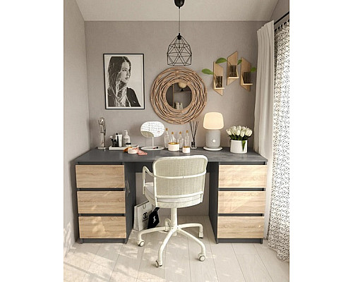 Т228 Стіл на 2 тумби (корпус антрацит)