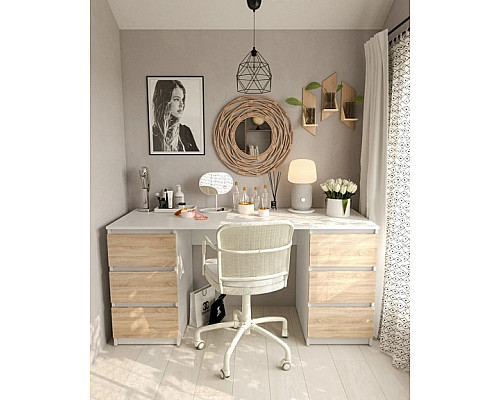 Т228 Стіл на 2 тумби (корпус білий)