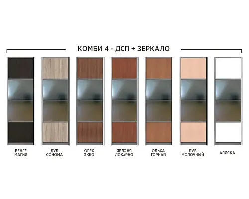 Шкаф-купе Стандарт 4 двери фасады ДСП (H=2100)